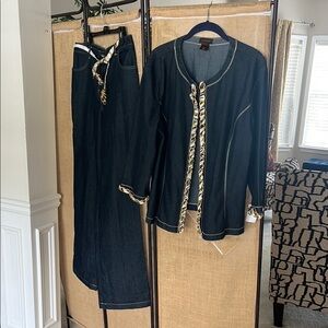 Denim jacket and pants coordinates by ATTITUDES. Jacket XL. Pants size 12. Blue